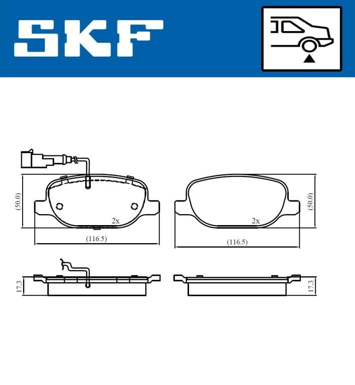 Jeu de 4 plaquettes de frein SKF ref. VKBP 91046 E